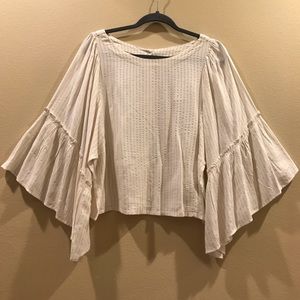 NWT Anthropologie Size S Beige W/Gold Thread Top